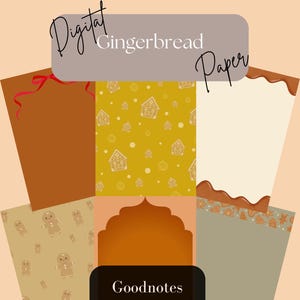 Páginas navideñas digitales • Papel de jengibre • Páginas de planificación digital • Páginas digitales • Papel Goodnotes • Fondo navideño