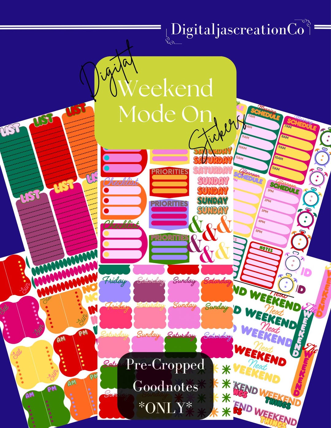 Good Weekend Stickers Weekend Planning Digital Stickers: Goodnotes Download Only (10 PAGES ...