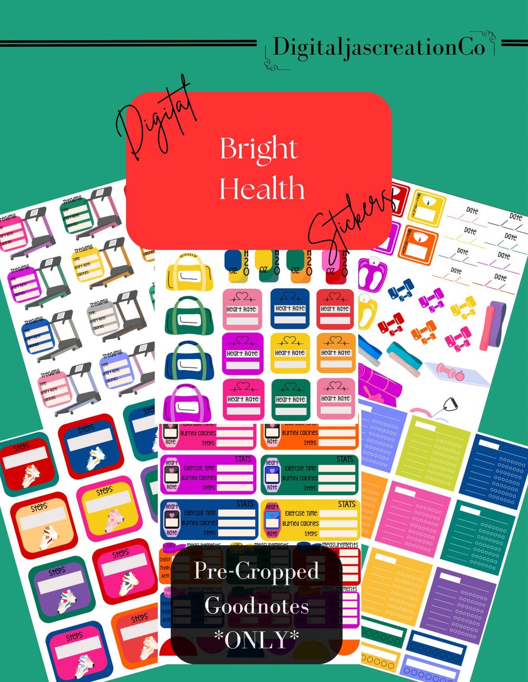 Health Digital Stickers: Fitness & Wellness Planner (goodnotes Stickers ...