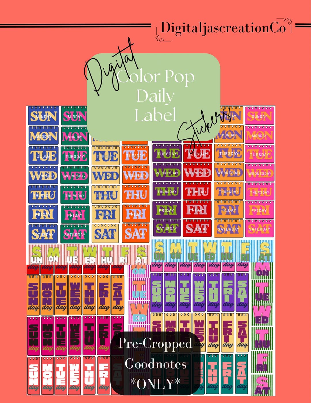 Day Code Stickers Days of the Week Stickers • Digital Planner Labels (goodnotes) - Etsy
