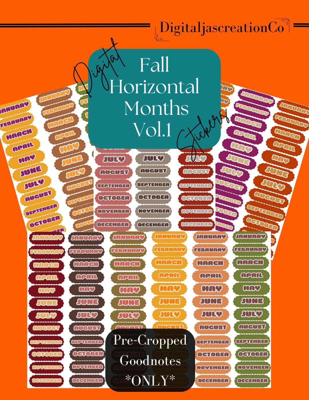 Glitter Months Stickers: Digital Planning Labels (digital Download) - Etsy