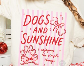 Dogs and Sunshine PNG Sublimation, Summer Dog Designs, Dog Mom Shirt Designs, Coquette Dog png, Dog lovers Gift Png, Dogs Png Shirt