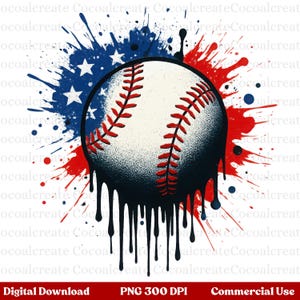 American Flag Baseball PNG: 4th of July Shirt Design (Digital Download 5120x5120px)