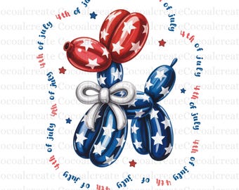 Patriotic Balloon Dog PNG: 4th of July Clipart (Digital Download 4500x5500 px)