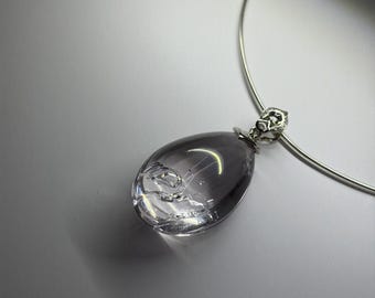 Rare Negative Crystal Teardrop Pendant Necklace, Vintage Bridal Heirloom Jewelry