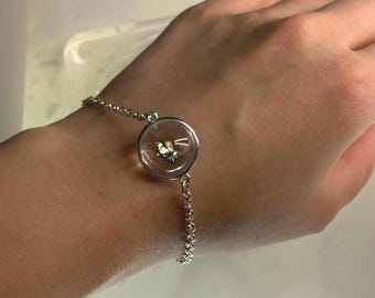 Pyrite included in clear quartz bracelet | Sterling Silver Necklace, Minimalist Spiritual Gift, Nordic Jewelry