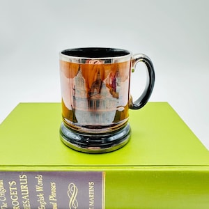 Arthur Wood Royal Bradwell London Landmarks Vintage Mug Amber Silver Trim