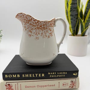 Vintage Henry Alcock "Utopian" Orange/Brown Transferware Floral Pitcher England