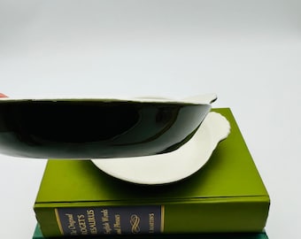 Hall China 433 Vintage Hunter Green Individual Shirred Egg Baker Dishes Set of 2