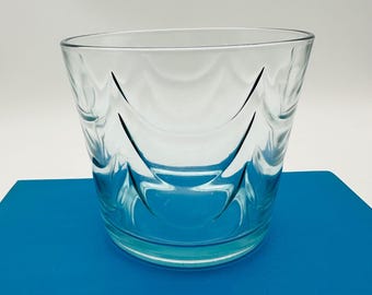 Vintage Jeanette Blue Glass Scalloped Draped Glass Ice Bucket Barware