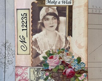 Handmade Vintage Style Birthday Card - Birthday Wishes Card - Old Fashioned Inspired Card