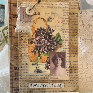 Cartão de aniversário feito à mão - Cartão com aparência vintage - Cartão de aniversário estilo vintage - Cartão de aniversário para mãe - Cartão de aniversário para amigo