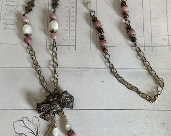 Repurposed Beaded Necklace - Boho Style 18 inch Necklace - Boho Style Necklace