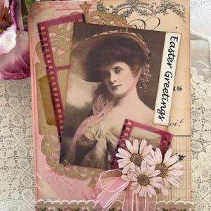 Carte de Pâques - carte de Pâques de style vintage - carte de Pâques faite main - carte de Pâques victorienne