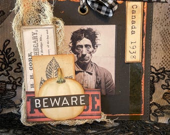 Set of 3 - Vintage-style Halloween Frame Ornaments - Halloween Decor - Halloween Journal Cards - Halloween Journal Inserts