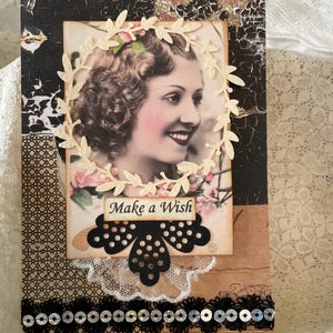 Handgemaakte verjaardagskaart - kaart vintage look - verjaardagskaart vintage stijl - beste wensen