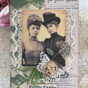 Carte de Pâques - carte de Pâques de style vintage - carte de Pâques faite main - carte de Pâques victorienne