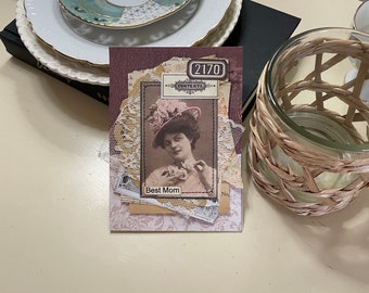 Vintage-style Birthday card - Mom Birthday Card -