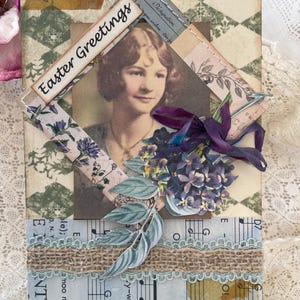 Carte de Pâques - carte de Pâques de style vintage - carte de Pâques faite main - carte de Pâques victorienne