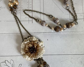 Repurposed Beaded Necklace - Boho Style 22 inch Necklace - Boho Style Necklace