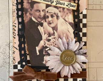 Vintage-style Wedding Card - Old-fashioned Wedding Card
