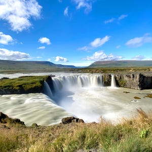 Canvas Wall Art, Waterfall in Iceland Photography, Home Decor Print, Nature Scenery Picture, Nordic Landscape Painting, Scandinavian Design