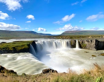 Iceland Waterfall Canvas Wall Art, Nordic Landscape Photography