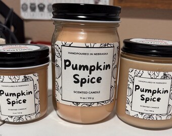 Pumpkin Spice sojawaskaars | Handgemaakte herfstkaars | Warm gekruid herfstgeurcadeau