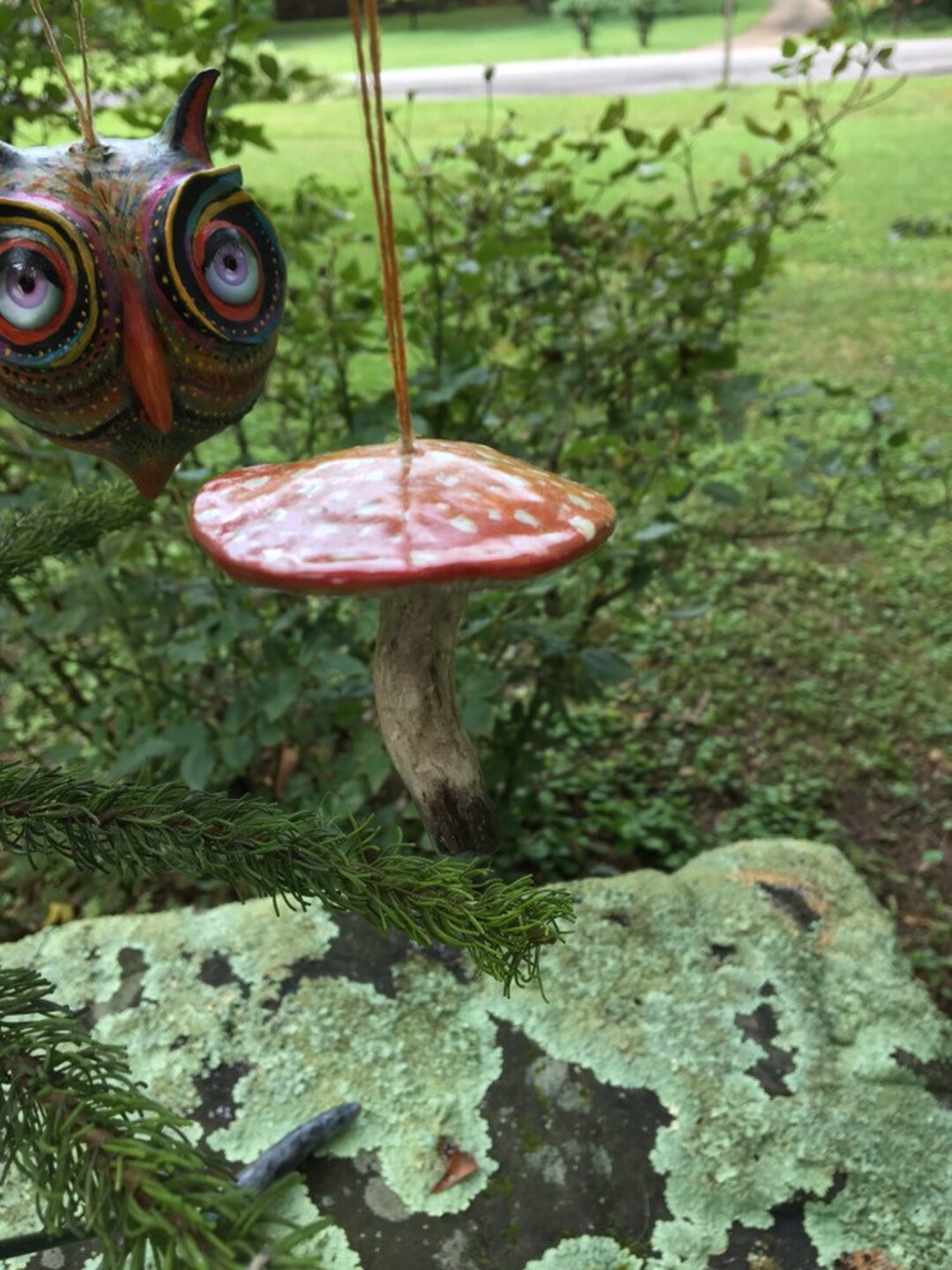 Paper Mache Mushroom Ornament Etsy
