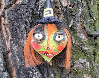 Halloween 7" witch head ornament sister witch