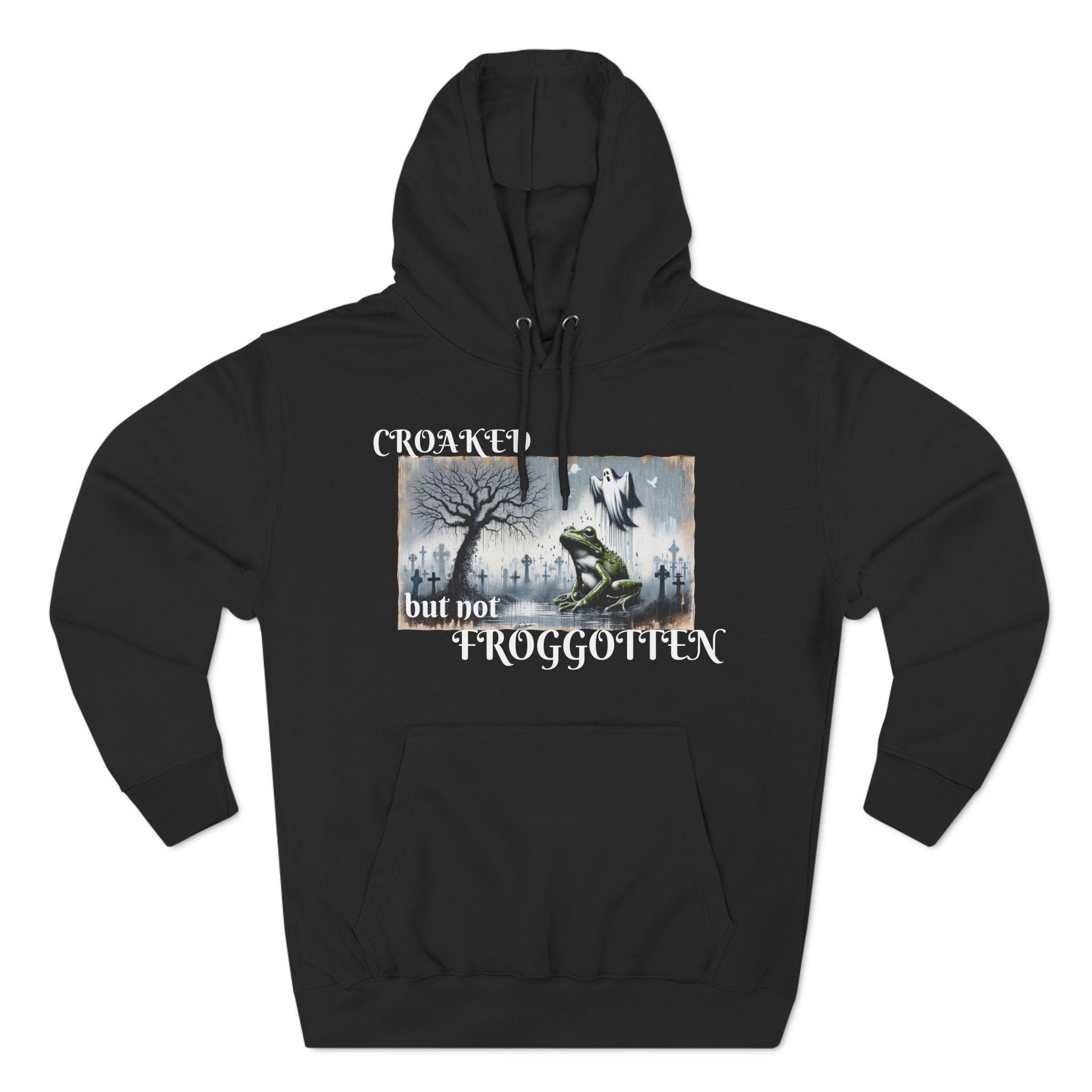Croaked but Not Froggotten Fleece Hoodie, Frog in a Graveyard, Edgy ...