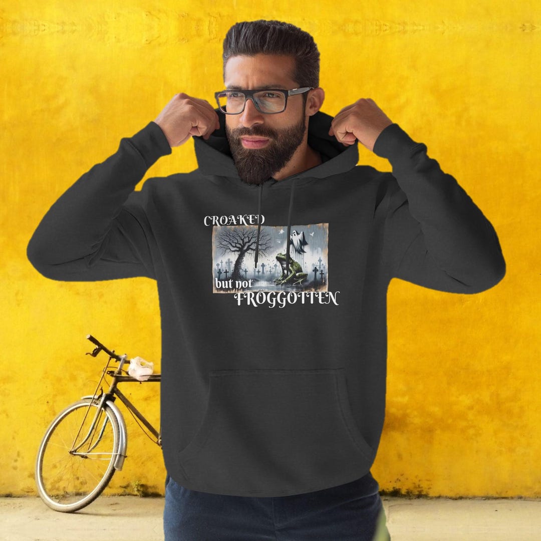 Croaked but Not Froggotten Fleece Hoodie, Frog in a Graveyard, Edgy ...