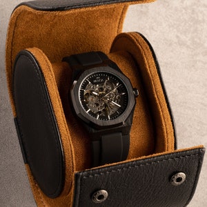 Regalo de aniversario para hombres: elegante diseño de reloj esqueleto con correa de silicona duradera. imagen 2