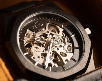 Anniversary gift for men - stylish skeleton watch design with durable silicone strap