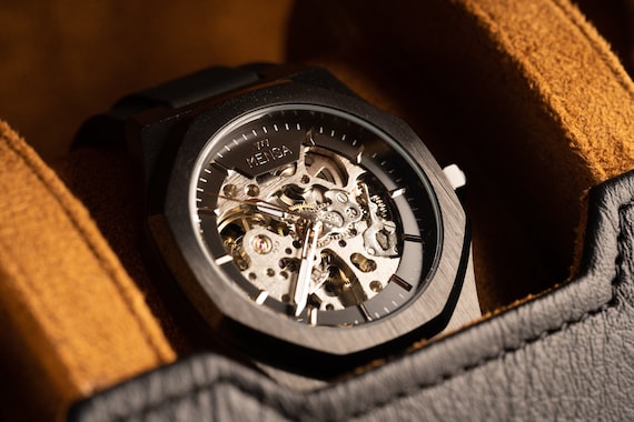 Anniversary gift for men - stylish skeleton watch design with durable silicone strap