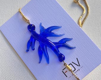 Handmade Murano Glass Bracelet – Organic Blue Pendant, Italian Jewelry