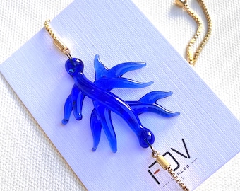 Handmade Murano Glass Bracelet – Organic Blue Pendant, Italian Jewelry