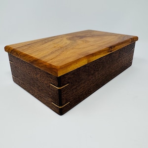 Handmade Mahogany and Pecan Keepsake Box, Wood Jewelry Box
