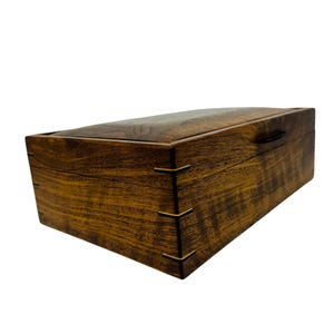 Walnut Wood Valet Box for Men, Large Wood Jewelry Box Handmade, 5th Anniversary Gift for Husband, Wooden Storage Box