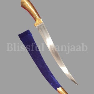 Sikh Khanjar with Brass handle, Sarbloh Pesh kabz 15.5 inches
