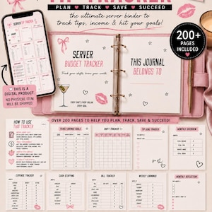 Server Tip Tracker & Budget Planner | Waitress Shift Log | Cash Budget | Digital Download