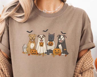 Halloween Pitbull Dog Sweatshirt, Pitbull Ghost Dogs Sweatshirt, Halloween Sweatshirt, Ghost Dog Shirt, Pitbull Halloween Shirt