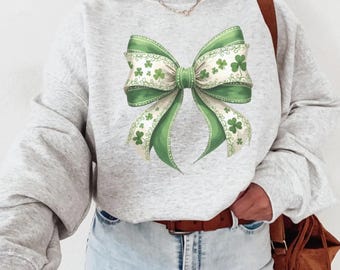 Sudadera con lazo del día de San Patricio, sudadera irlandesa del día de San Patricio, camiseta del día de San Patricio, coqueta de San Patricio, decoración de suéter de San Patricio