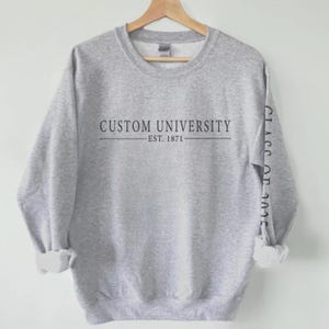 Custom College Sweatshirt, Football University Sweatshirt, College Merch, Custom Text Sweatshirt, College Graduation Gifts, Custom Text