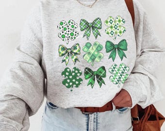 Sudadera con lazo del día de San Patricio, sudadera irlandesa del día de San Patricio, camiseta del día de San Patricio, coqueta de San Patricio, decoración de suéter de San Patricio