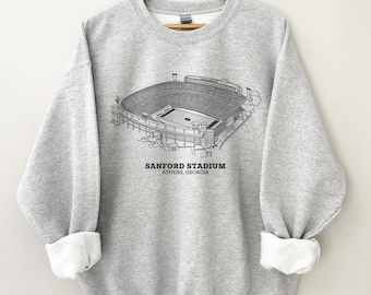 Sudadera vintage de cuello redondo con el estadio de fútbol de Georgia, camiseta de Georgia, sudadera retro de Georgia, sudadera de regalo para fanáticos del fútbol universitario