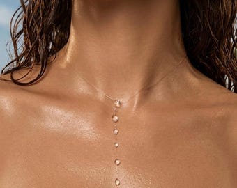 Minimalist Droplet Necklace Gold · Dainty Clear Pendant · Everyday Jewelry Women