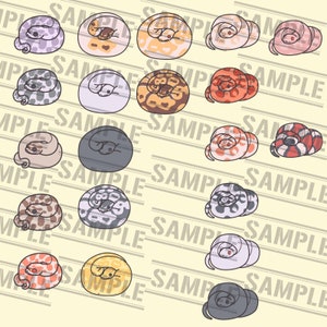Cute Snake Illustration Bundle of 20 - Adorable Patterned Snake PNG Clipart | Digital Download for Stickers, Crafts, and Scrapbooking