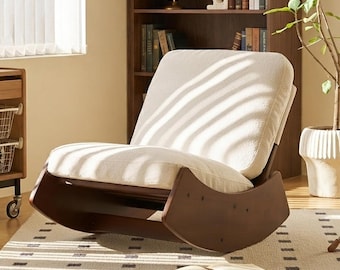 Corduroy Rocking Chair with Solid Wood Rockers | Retro Upholstered Accent Rocker for Living Room, Bedroom, Reading Nook