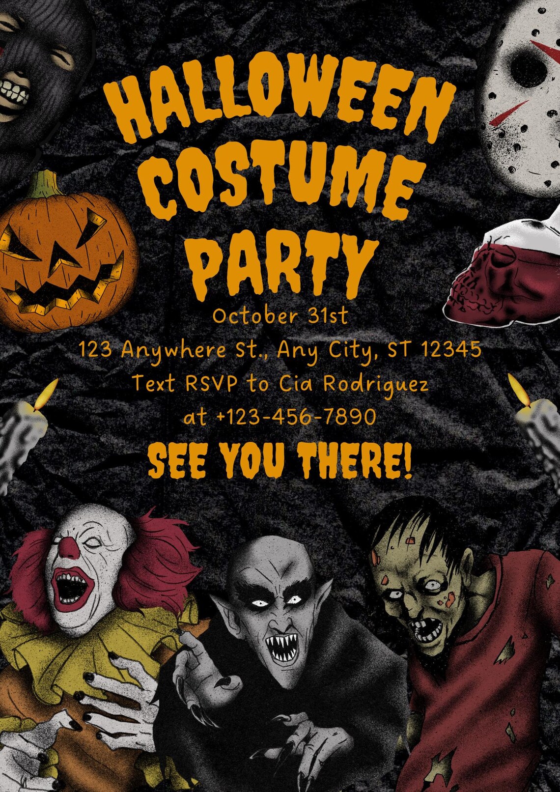 Editable Halloween Party Flyer Template | Spooky Digital Invitation ...